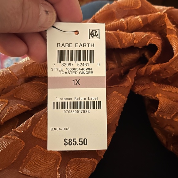 NWT Alfani orange sheer overlay blouse size 1X. E#106 - Picture 5 of 8